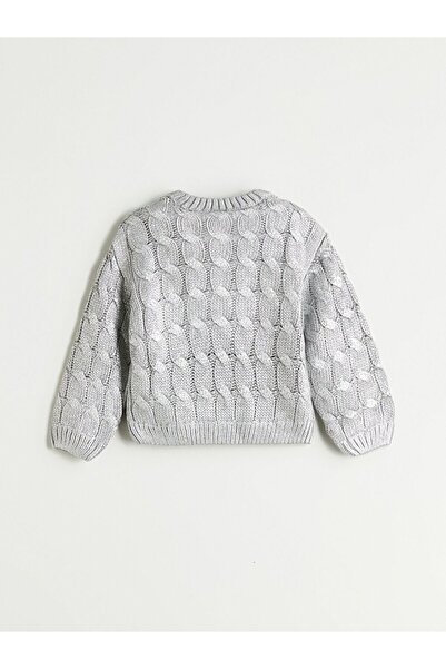 LC Waikiki Lcw Eco Crew Neck Hair Braid Patterned Girls' Knitwear Sweater