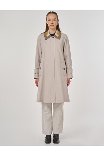 Kayra Trench Coat with Epaulet Detail Stone