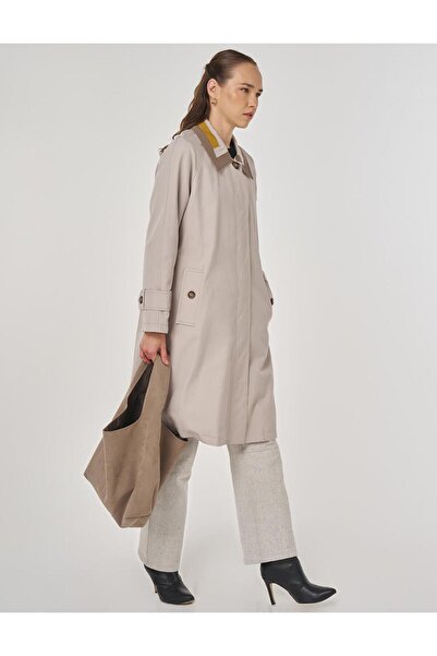 Kayra Trench Coat with Epaulet Detail Stone