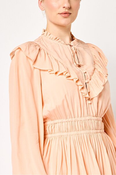 Maje Women Ruffle Detail Mini Dress, Peach