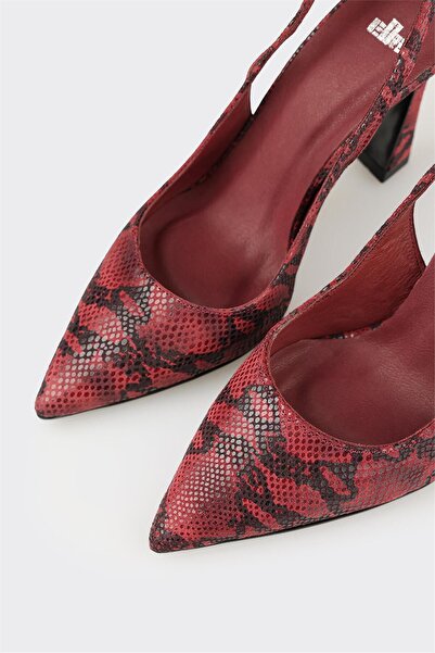 Elle Shoes Bordo Deri Kadın Topuklu Ayakkabı