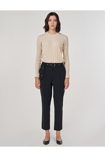 KYR Elastic Waist Belt Detailed Green Carrot Pants Black