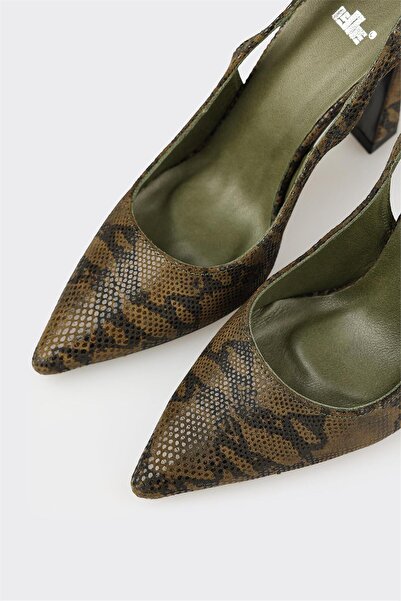 Elle Shoes Yeşil Deri Kadın Topuklu Ayakkabı