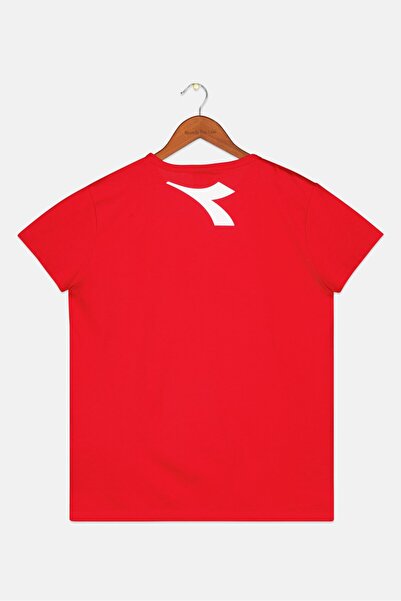 Diadora Kids Girl Crew Neck Cap Sleeve Brand Logo Tops, Red/White