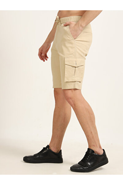 Bushirt By Styli Men Beige Cargo Linen Shorts