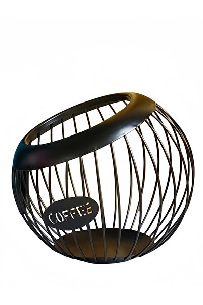 XIUWOO حامل كبسولات القهوة الحديدي على شكل سلة، رف تخزين كبسولات القهوة، سلة مائلة - أسود