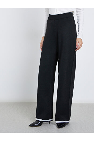 Styli Wide Leg Casual Knit Pants with Contrast Trim