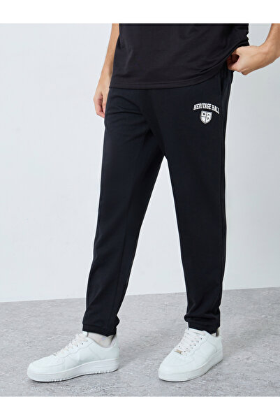 Styli Men Black Slim Fit Terry Joggers with Drawstring