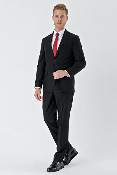 İmza Gabardine Mono Collar Black Men's Top and Bottom Set 1001245010