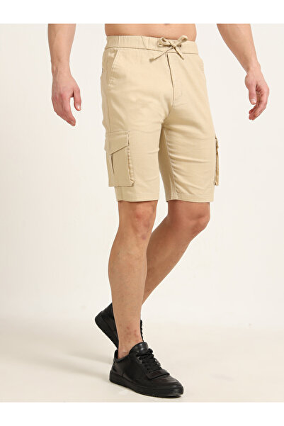 Bushirt By Styli Men Beige Cargo Linen Shorts