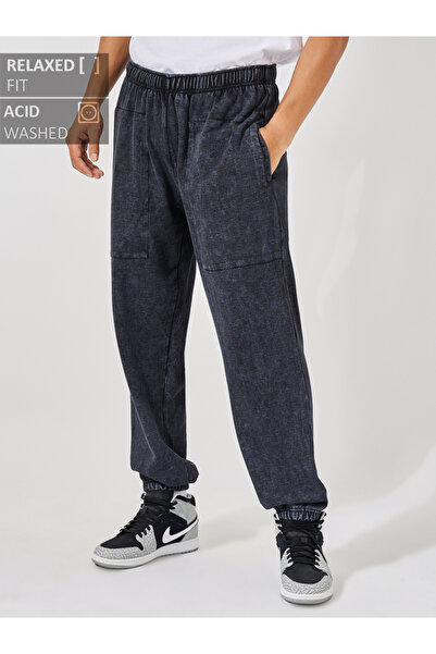 Styli Acid Wash Relaxed Fit Joggers with Elasticated Cuff