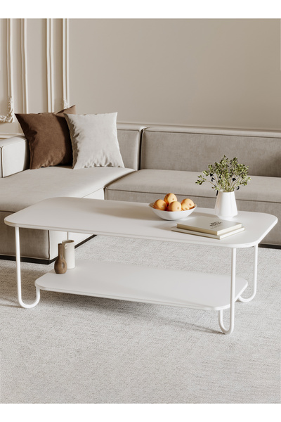 VariFurnx 100*50*41.5cm Coffee Table With Double Layer MDF With Large Storage Capacity Open Shelf