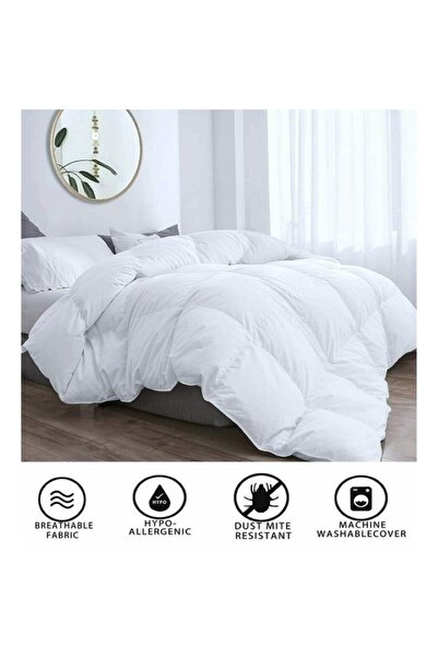 EMATTERIO Quilted Duvet 200x220 cm, Filled with 200g Siliconized Down, Hypoallergenic, Soft, 4 Seasons