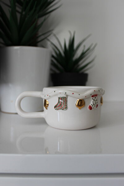 The Maya Seramik 24k El Yapımı Seramik Yılbaşı Süsleri Fincan, Yılbaşı Kahve ...