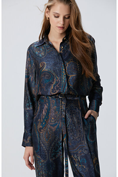 Network Petrol Viskon Desenli Gömlek