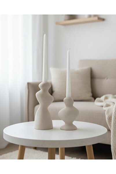 DOAHOMECONCEPT 2'li Asimetrik Dalgalı Şamdan Mumluk Biblo