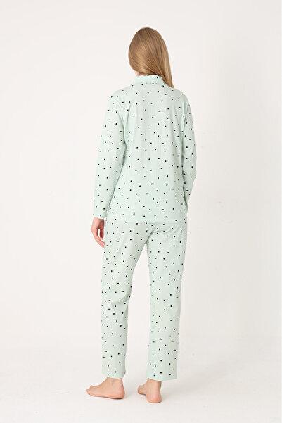 NBB Green Polka Dot Front Buttoned Pajama Set
