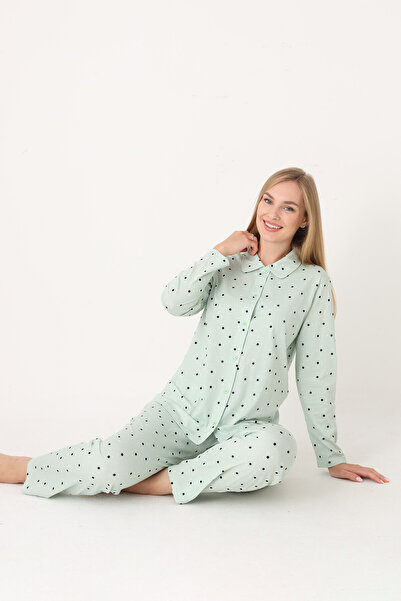 NBB Green Polka Dot Front Buttoned Pajama Set