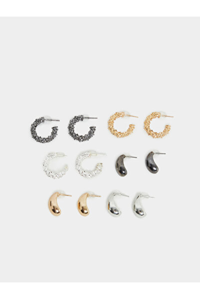 Styli مجموعة من 6 أقراط دائرية متعددة الملمس