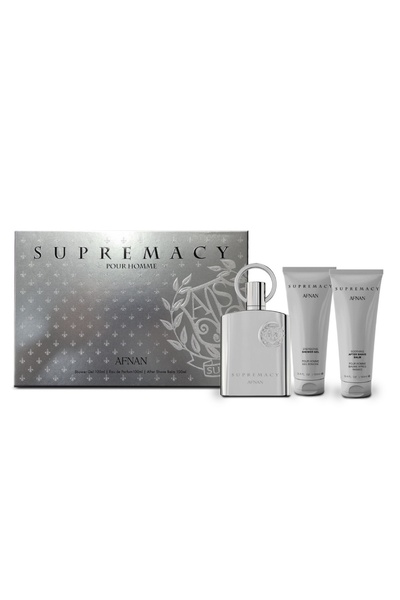 Afnan Supremacy Silver Gift Set, Eau de Parfum, Men, 100ml +Shower Gel 100ml +After Shave Balm 100ml