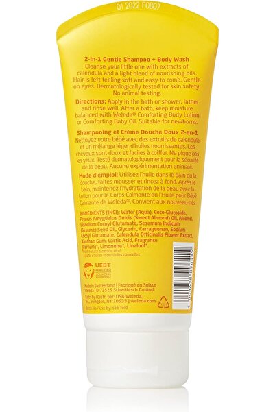 Weleda Calendula 2-in-1 Gentle Shampoo & Body Wash, 200 ml