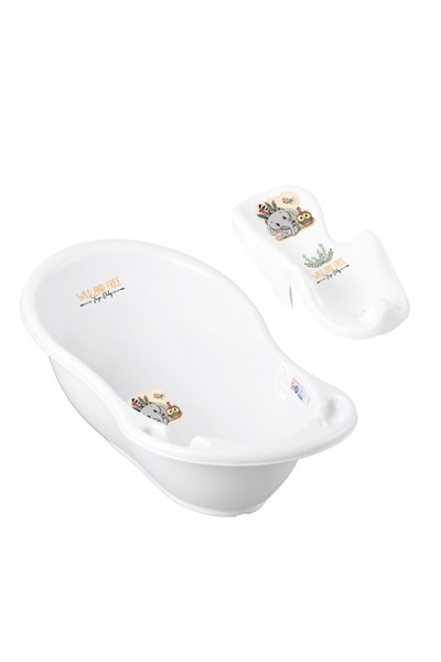 Tega Baby Set cădiță de baie pentru bebeluși Elephant, albă, 86 cm, cu senzor de temperatură + suport anatomic,