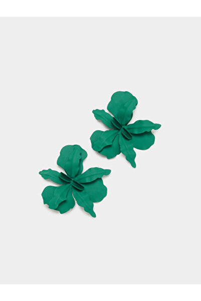 Styli Green Floral Stud Earrings