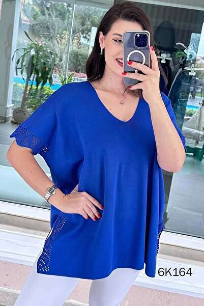 İnce Topuk Openwork Batwing Sleeve Knitwear Blouse 6K164