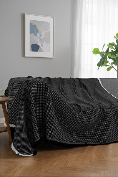 rellhome Cotton Textured Sofa Throw 170X220 cm – Fringed Tv Blanket & Decorative Sofa Cover