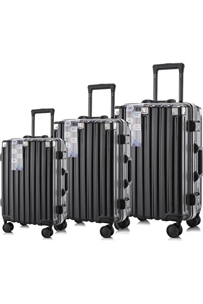 Wemart Luggage Sets 3 Piece Aluminum Frame Checked Suitcase PC ABS Hard Shell...
