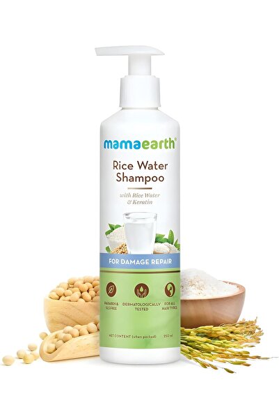 Mamaearth Rice Water & Keratin Shampoo for Damaged, Dry & Coarse Hair, 250 ml