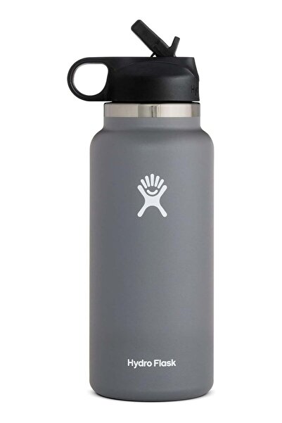 Hydro Flask Stainless Steel Vacuum Insulated Straw Lid Outdoors Gym Sports Water Bottle - Grey (32oz