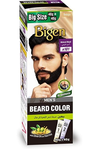 BİGEN صبغة لحية خالية من الأمونيا للرجال، أسود طبيعي B101 (حجم كبير 40 جرام +...