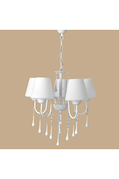 Bella Maison Swan 5'li Boncuklu Avize Beyaz (50x70 cm)