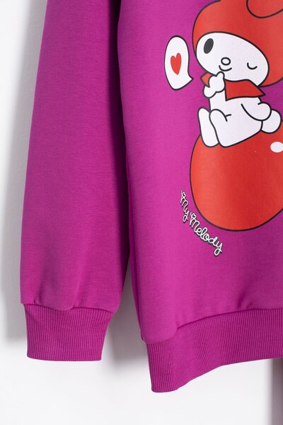 Cansın Mini Φούξια Κοριτσίστικο Σετ Φόρμας με Τυπωμένο Χαρακτήρα Κεράσι με λαιμόκοψη 23273