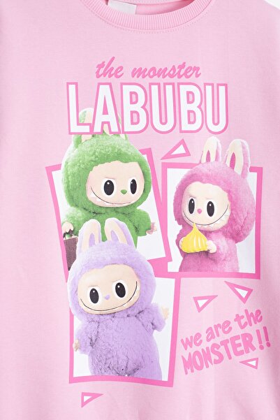 Cansın Mini Σετ αθλητικής φόρμας για κορίτσια με ροζ χαρακτήρες με λαιμόκοψη 23275