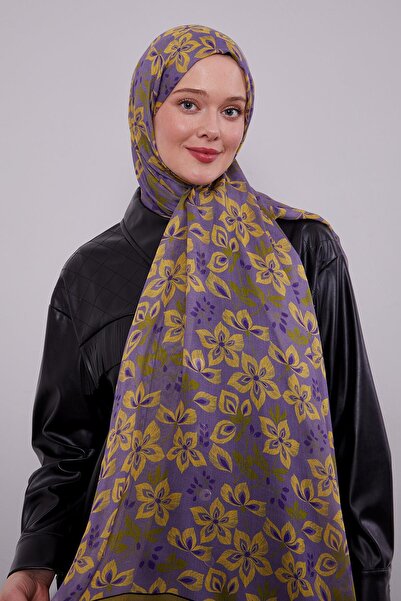 Levidor Yosun Yeşili Çiçek Desenli Vivian Şal