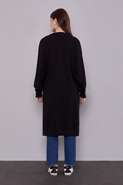 Levidor Μαύρο μακρύ φούτερ με ραβδώσεις