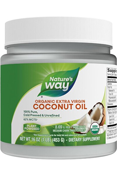 Nature's Way Organic Extra Virgin Coconut Oil - Pure, Cold Pressed, Non-GMO, ...