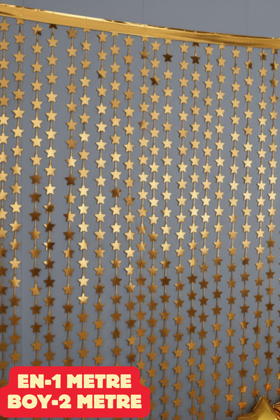 Baloncu Dede Gold Yıldız Desenli Duvar Kapı Doğum Günü Arka Fon Süsü Doğum Gü...