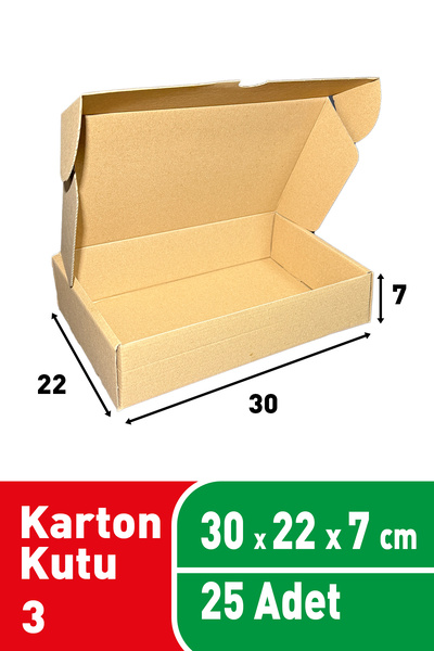 karetaş 30x22x7 cm & 25 Adet Kargo Kutusu E Ticaret Kutusu Kilitli Kutu Silin...