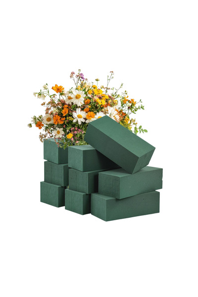 Varaq مكعبات إسفنجية زهرية خضراء - مكعبات إسفنجية زهرية مبللة للزهور الطازجة والاصطناعية - عبوة من 8 قطع