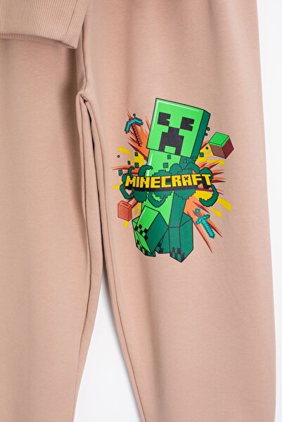 Cansın Mini Κρεμ Σετ αθλητικής φόρμας για αγόρια με στάμπα με λαιμόκοψη 23265