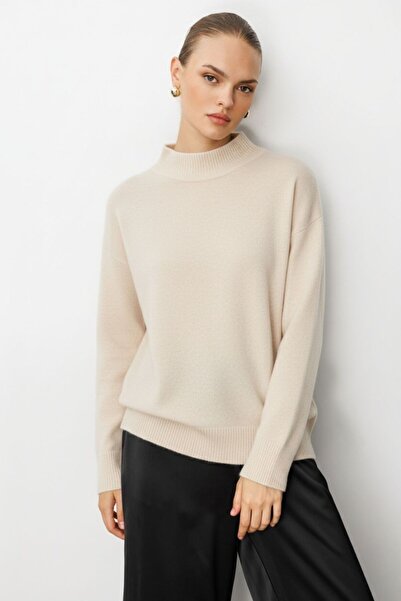 Mizalle Basic Yarım Balıkçı Taş Rengi Triko Kazak