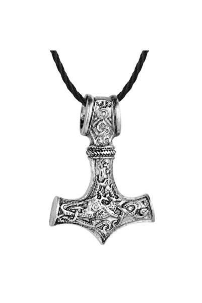 OEM Necklace with Thor Hammer pendant, model 05 Viking Thor Hammer, cord 45-52 cm, Silver