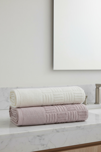 Class 2'li 50x90 cm %100 Pamuklu Kadife El ve Yüz Havlu Seti - Demore Hazelnut / Ekru