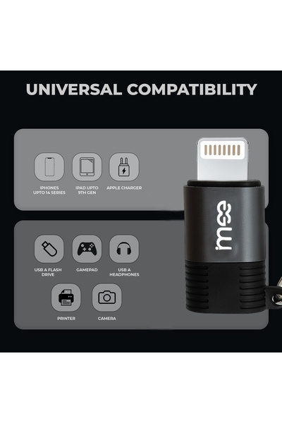 iMee محول IM-228 من Type-C إلى Lightning – محول OTG صغير الحجم لنقل بيانات iPhone وiPad