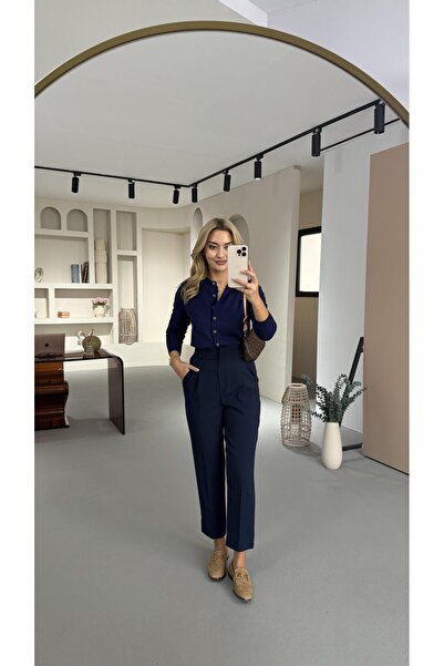 Sezgi Tekin Piliseli Lacivert Havuç Pantolon