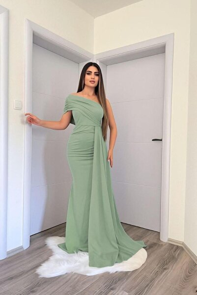 Modafeminen Țesătură elastică, cu un singur umăr, cu detaliu lateral în coada...