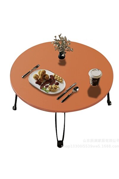 OEM Round table, orange top, foldable metal legs, minimalist design (diam: 60 cm x h: 31 cm)